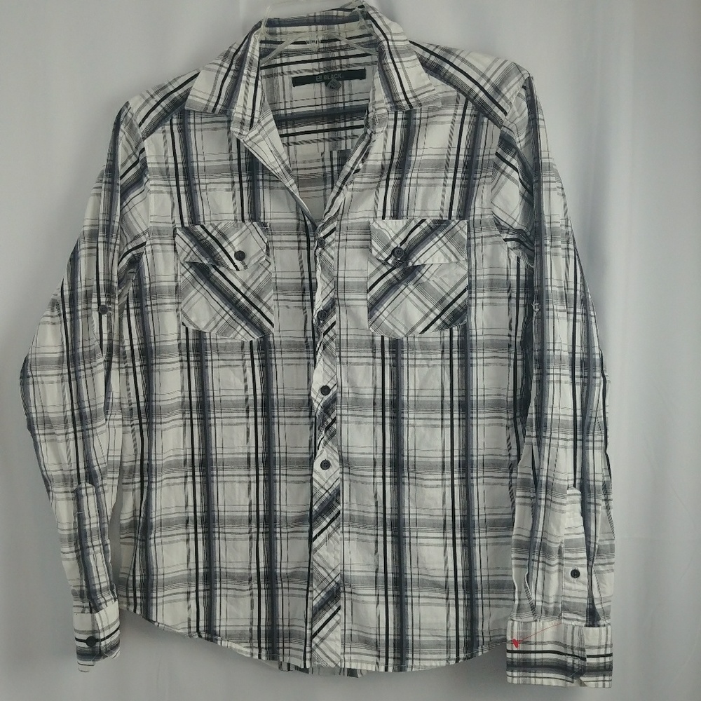 Black Men's Long Sleeve Button Down Dress Shirt Si